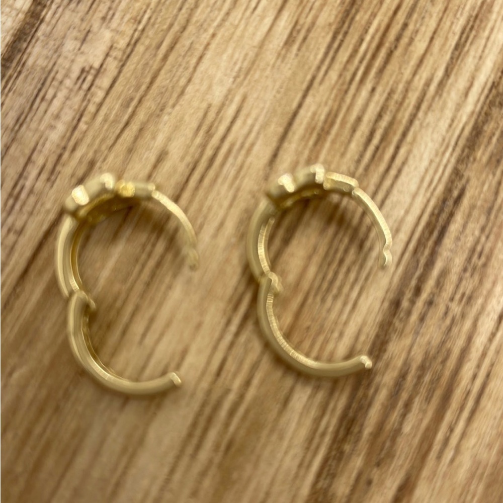 14K Gold Butterfly  Huggie Earrings - Picture 4 of 5